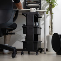 JEJアステージ リセスタイル テーブルワゴンミニ3段 ブラック 幅400×奥行250×高さ625mm 1台