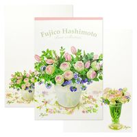 フロンティア はがき箋 橋本不二子 ローズ 2柄×5枚 HGS-398 1セット(1冊(10枚)×10)