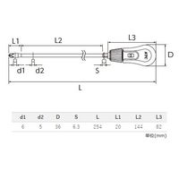 エスコ ヘッドライト光軸調整ショートレンチ EA557BJ-620 1セット(2本)（直送品）