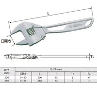 エスコ 36mm/250mm モンキーレンチ(広口/ラチェット式) EA530SE-52 1セット(2本)（直送品）