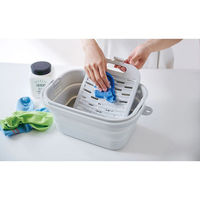 伊勢藤 折りたためるつけ置き洗いバケツ グレー I-617 1個