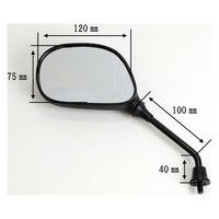 ALBA バックミラー/スクーター用楕円/ 逆ネジ8mm 左右セット 101-002 1箱（直送品）