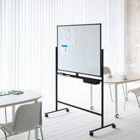 【アウトレット】プラス 両面スチールホワイトボード ブラックフレーム幅1307mm マーカーボックス付 1台（2梱包）