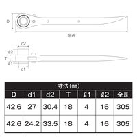 イチネンアクセス ラチェットレンチ19/17×21 曲がり RW-191721DC 1丁（直送品）