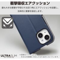 Galaxy S24 ケース レザー 手帳型 マグネット 衝撃吸収 超軽量 ネイビー PM-G241PLFUNV エレコム 1個（直送品）