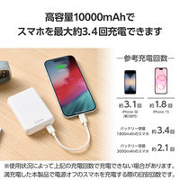 モバイルバッテリー 大容量 超コンパクト 軽量 USB-C×1 最大 15W 10000mAh EC-C16WH エレコム 1個