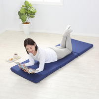 西川 ごろ寝マット 長座布団 三つ折り 高反発ウレタン コンパクト収納 休憩 レジャー 防災対策にも ネイビー 1枚