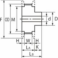 三ツ星ベルト タイミングプーリ H形 30H200A 1個（直送品）