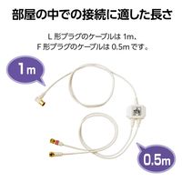 分波器 アンテナ分波器 入力側ケーブル1m/出力側ケーブル0.5m ホワイト EC-1M4WH(H) DXアンテナ 1個