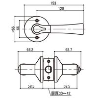 マツ六 リフォーム用レバー錠 木製個室用 アンバー 8590200 1個（直送品）