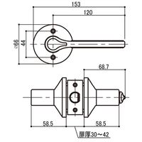 マツ六 リフォーム用レバー錠 ハイブリッド鍵付 シルバー 8589100 1個（直送品）