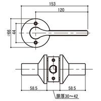 マツ六 リフォーム用レバー錠 ハイブリッド通路用 アンバー 8588600 1個（直送品）
