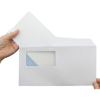 今村紙工　透けない窓付き封筒 水のり付 長3横型 白ケント MD-05　1000枚（20枚×50袋）