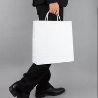 手提げ紙袋（マットフィルム貼り・ハッピータックタイプ）　平紐　白　S　1セット（180枚：90枚入×2箱）　スーパーバッグ  オリジナル