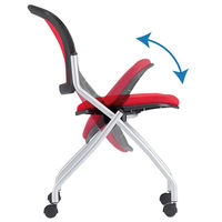 TOKIO メッシュネスティングチェア レッド 1箱（4脚入） 幅578mm ミーティングチェア キャスター付き 平行スタッキング