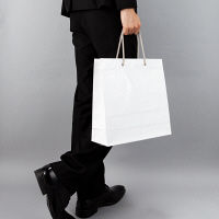 アスクル 樹脂カバー付き 手提げ紙袋 ホワイト S 1袋（10枚入）  オリジナル