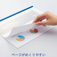 アスクル　レール式クリアーホルダースリム（20枚綴じ）　青　A4タテ　1セット（200冊）  オリジナル