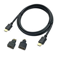 Vodaview　miniHDMI/microHDMI変換コネクタ付きHDMIケーブル　2m　VV-HDACD-AD-HDMI020AA-B　1セット