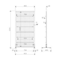 アール・エフ・ヤマカワ アルミフレームスクリーン パンフレットラック 掲示板 パンチングメタル ホワイト 幅816×高さ1541mm RFSCR-PWH 1台