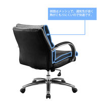 SEKI  レザーポケットコイルチェア2 オフィスチェア ローバック レザー張り ブラック 1脚