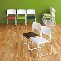 中央可鍛工業 MORループスタッキングチェア MO-27 ネイビー 1箱(5脚入) オリジナル PVCレザー座 横連結 ミーティングチェア オリジナル