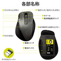 ワイヤレスマウス 無線 2.4GHz 8ボタン レーザー Mサイズ チルトホイール ブラック M-XGM20DLBK エレコム 1個