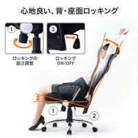 サンワサプライ ハイバックネットチェア オフィスチェア 肘付 ブラック SNC-NET15ABK 1脚 事務椅子 脚幅660mm（直送品）