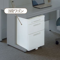 オカムラ スチールOAデスク ビラージュ VILLAGE 3段ワゴン ホワイト 幅394×奥行580×高さ605mm 1台（取寄品）