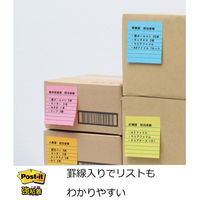 スリーエム(3M) ポストイット ふせん 付箋 強粘着 罫線入りノート 75mm×75mm ネオンカラー5色 1パック（5冊入）
