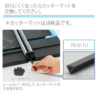 プラス　スライドカッター　ハンブンコ専用　カッターマット　A3　裁断機用　4本　PK-811U