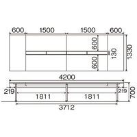 【組立設置込】サンテック クリエイティブワークテーブル 幅4200mm×奥行1330×高さ700mm ホワイト 1台（7梱包）