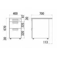 【組立設置込】プラス 組立式スチールOAデスクシステム 脇机 3段 ホワイト 幅400×奥行700×高さ700mm RY-047D-3 WH