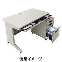 【組立設置込】プラス 組立式スチールOAデスクシステム 平机 引出し付き 幅1100×奥行700×高さ700mmエルグレー RY-117H LGY