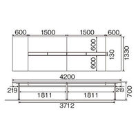 【組立設置込】サンテック クリエイティブワークテーブル ナチュラル 幅4200×奥行1330×高さ700mm 1台（7梱包）