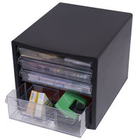 ナカバヤシ　仕切り対応レターケース　A4　浅型3段、深型1段　黒　A4E‐S4B　1箱（6台入）