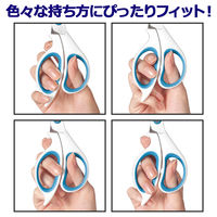 プラス　フィットカット　安全ガイド付きはさみ　フッ素コート　ホワイト/ブルー　SC-165AFM（34329）　1本