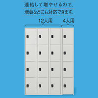 エムテックス ジョイントスチール薄型組立式ロッカー シリンダー錠 1連4段4人用 ライトグレー  幅300×奥行380×高さ1650mm 1台（1梱包）