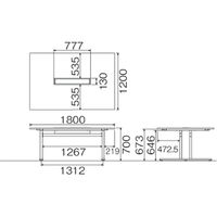 【組立設置込】サンテック クリエイティブワークテーブル ナチュラル 幅1800×奥行1200×高さ700mm 1台（3梱包）