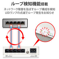 スイッチングハブ 5ポート ギガ LANハブ 磁石付 金属筐体 電源内蔵 ループ検知 EHC-G05MN2-HJW エレコム 1個