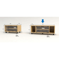 エイ・アイ・エス ガラス扉付きフリーラックL ナチュラル 幅850×奥行350×高さ325mm GDR-3L NA 1台（直送品）