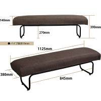 B.Bファニシング NOVEMBER（ノーベンバー） ベンチ 麻風 ブラウン 幅1125×奥行380×高さ390mm NVS-B HBR 1台（直送品）