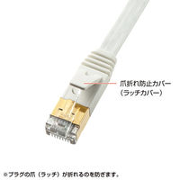 サンワサプライ カテゴリ7フラットLANケーブル フラットタイプ 3m ホワイト KB-FL7-03WN（直送品）