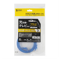 サンワサプライ カテゴリ6フラットLANケーブル LA-FL6-03BL 1本
