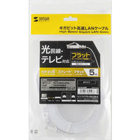 サンワサプライ カテゴリ6フラットLANケーブル LA-FL6-05W 1本（直送品）