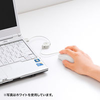 サンワサプライ 静音ケーブル巻取りブルーLEDマウス(レッド) MA-BLMA8R 1個