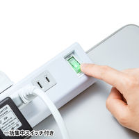 延長コード 電源タップ 3m 2P（ピン） 6個口 スイッチ ホワイト TAP-B53W サンワサプライ 1個（直送品）