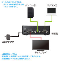 サンワサプライ ディスプレイ切替器（ミニD-sub（HD）15pin用）・2回路 SW-EV2N 1個（直送品）