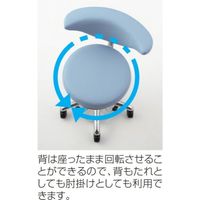 オカムラ スツール　背付回転式　ミドルタイプ　ゴムキャスター　ビニールレザー張り（耐アルコール性、耐次亜塩素酸 LU19JG PB22 1脚（直送品）