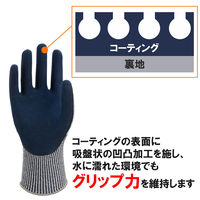 【天然ゴム背抜き手袋】 ウィード DEXCUT 耐切創 DC-797 ネイビー M 1双
