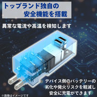 トップランド 電源タップ 3個口 USBーA充電ポート(2個口)付 3.4A 雷ガード 抗菌 STPP500-GR 1個